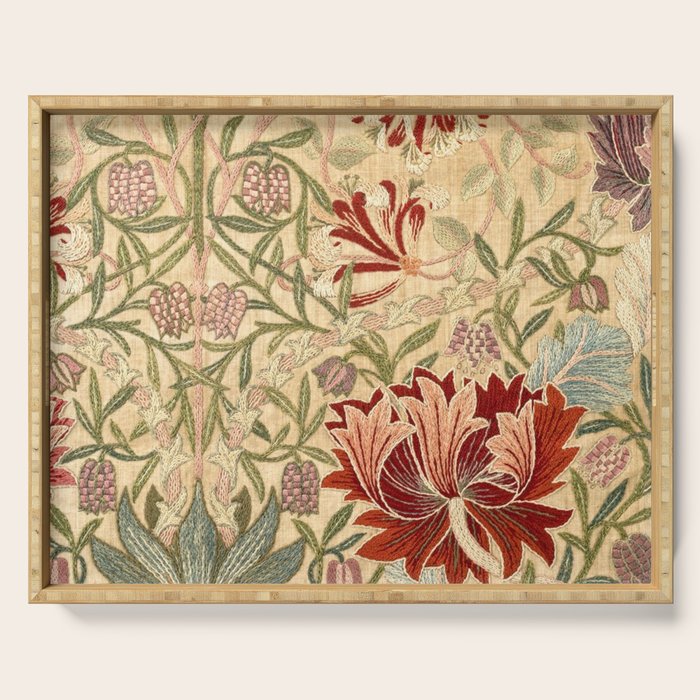 William Morris Antique Honeysuckle Embroidery Serving Tray Gallery Image 1