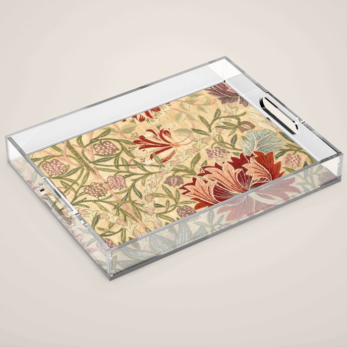 William Morris Antique Honeysuckle Embroidery Acrylic Tray Gallery Image 1
