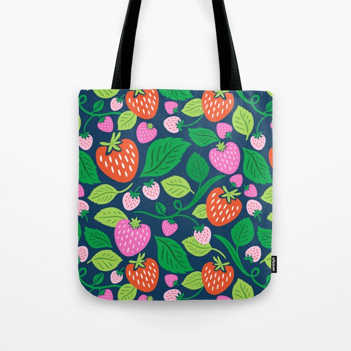 Strawberry Fields - Pink and Blue Tote Bag Gallery Image 1