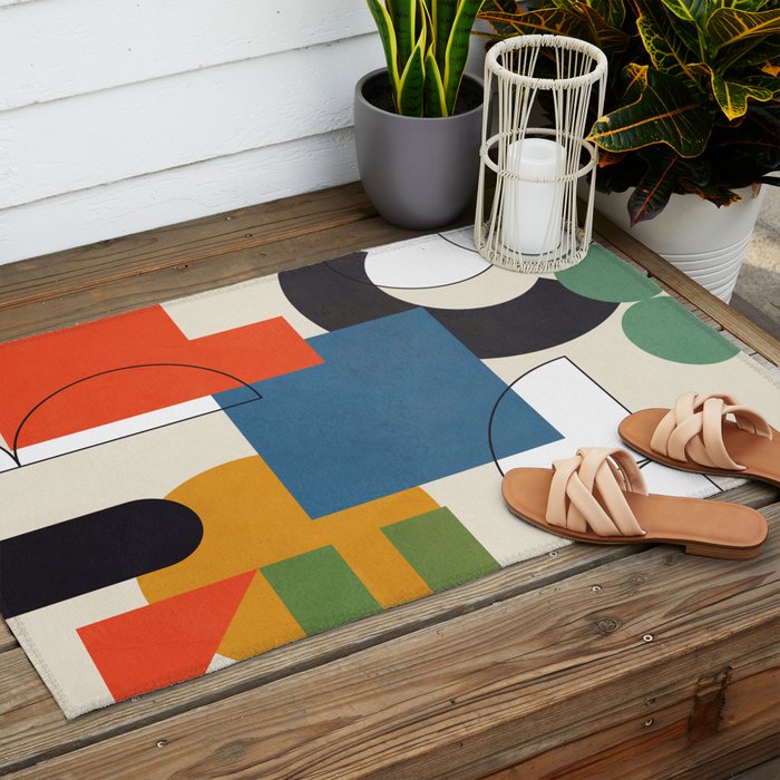 Colorful Shape Geometry 04 Outdoor Rug Gallery Image 2