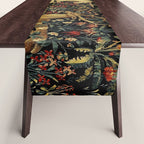 Medieval Unicorn Midnight Floral Garden Table Runner Gallery Image 1