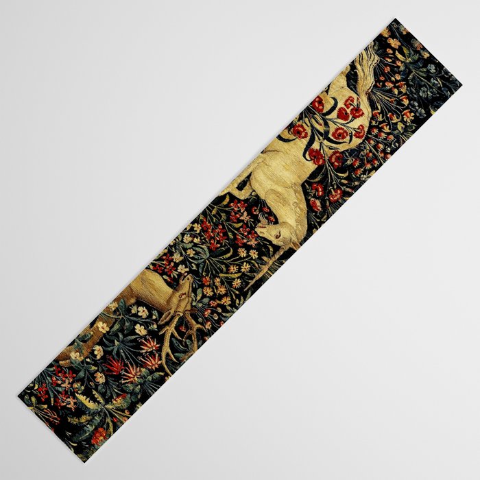 Medieval Unicorn Midnight Floral Garden Table Runner Gallery Image 3