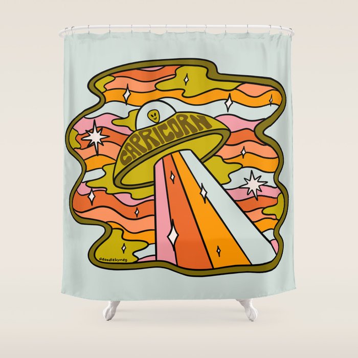 Capricorn UFO Shower Curtain Gallery Image 1