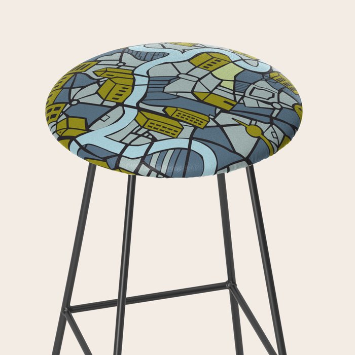 City life map moonless night Stool Gallery Image 2
