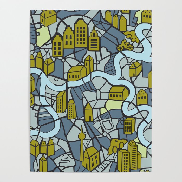 City life map moonless night Poster Gallery Image 4