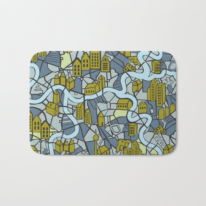 City life map moonless night Bath Mat Gallery Image 1