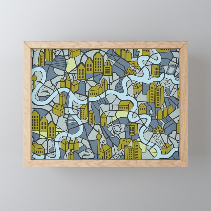 City life map moonless night Mini Art Print Gallery Image 1