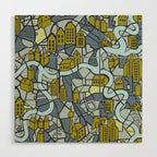 City life map moonless night Wood Wall Art Gallery Image 1