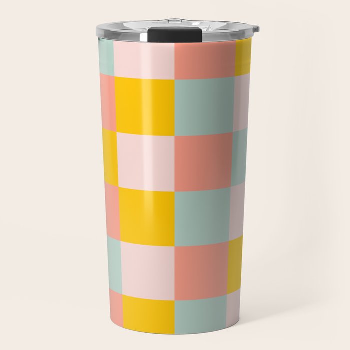 Retro Funky Checks Travel Mug Gallery Image 1
