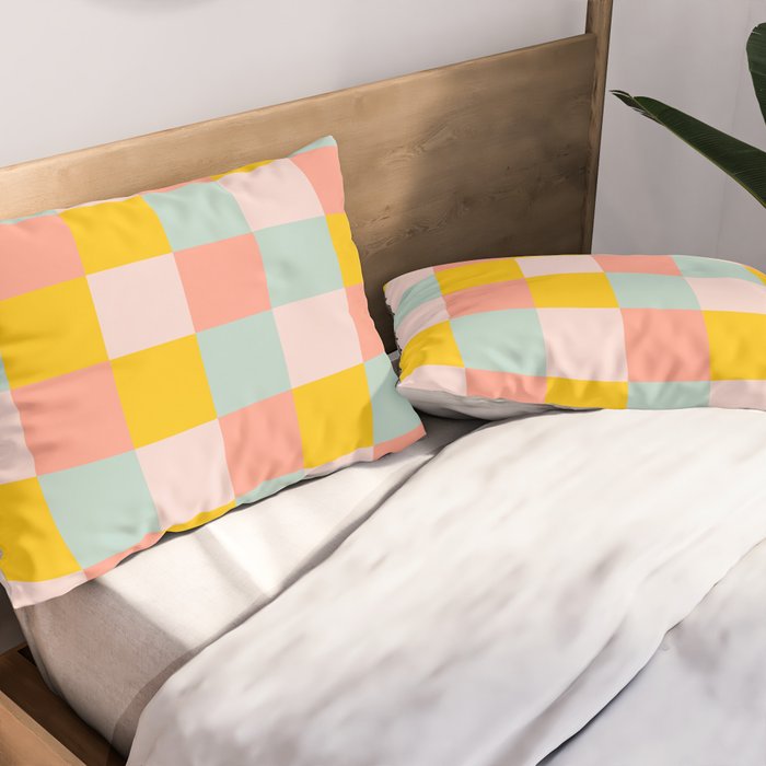 Retro Funky Checks Pillow Sham Gallery Image 2