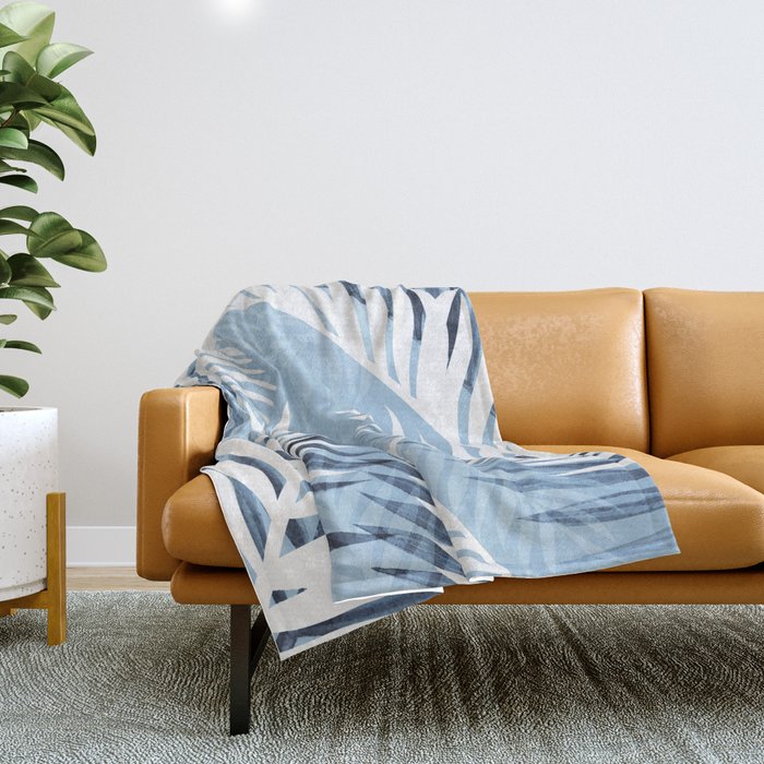 Tropical bliss - chambray blue Throw Blanket Gallery Image 1