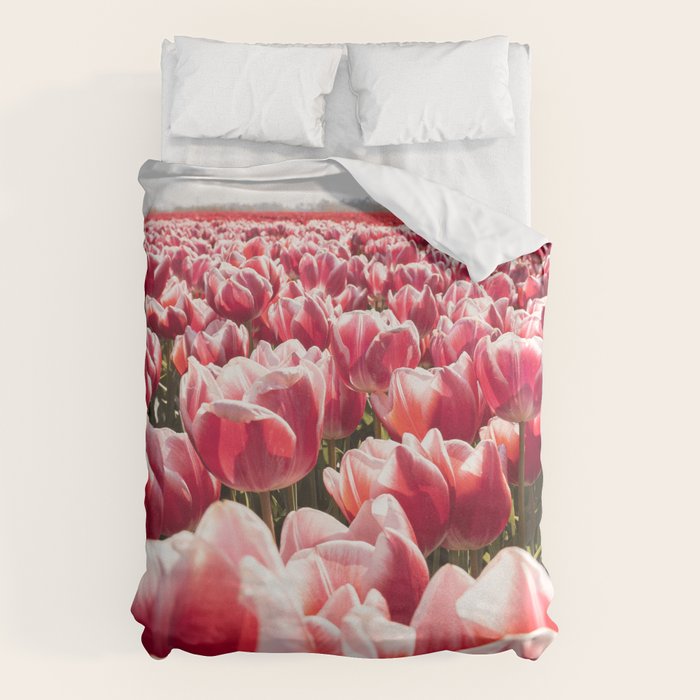 Tulip Field In Holland Floral Photo | Europe Travel Photography Red Flowers Spring Art Print Duvet Cover Gallery Image 6