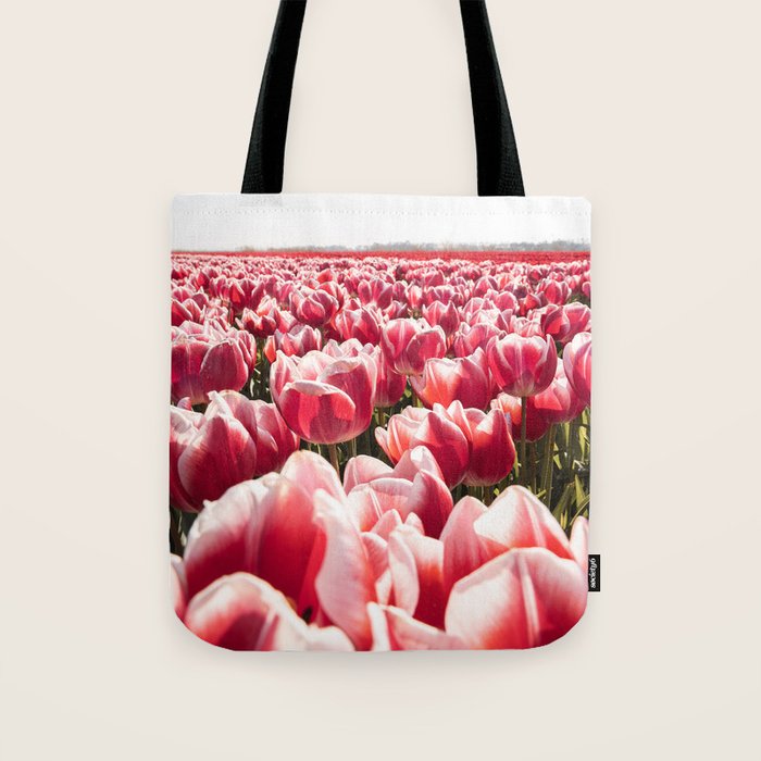 Tulip Field In Holland Floral Photo | Europe Travel Photography Red Flowers Spring Art Print Tote Bag Gallery Image 1