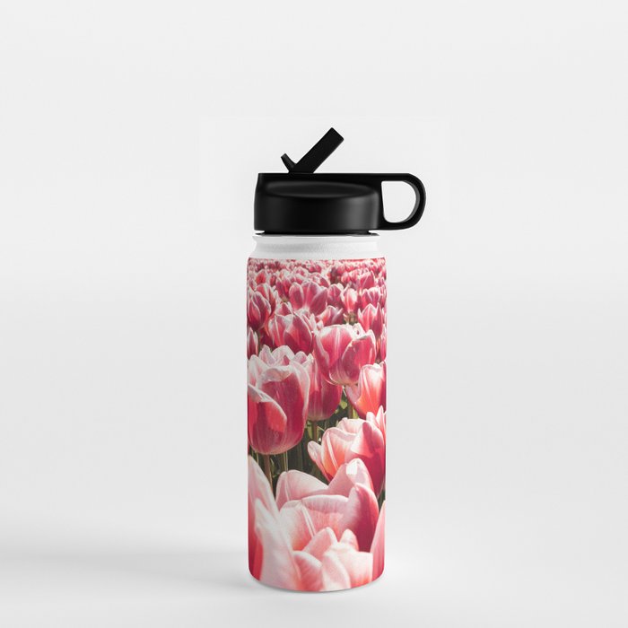 Tulip Field In Holland Floral Photo | Europe Travel Photography Red Flowers Spring Art Print Water Bottle Gallery Image 1