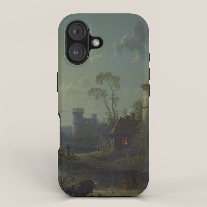 Moonlight River Cottage Antique Painting iPhone Case Gallery Image 1