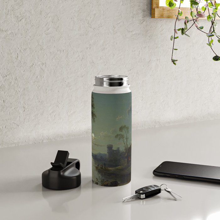 Moonlight River Cottage Antique Painting Water Bottle Gallery Image 4