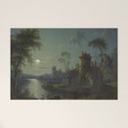 Moonlight River Cottage Antique Painting Welcome Mat Gallery Image 1