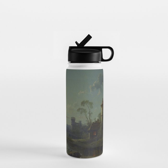 Moonlight River Cottage Antique Painting Water Bottle Gallery Image 1