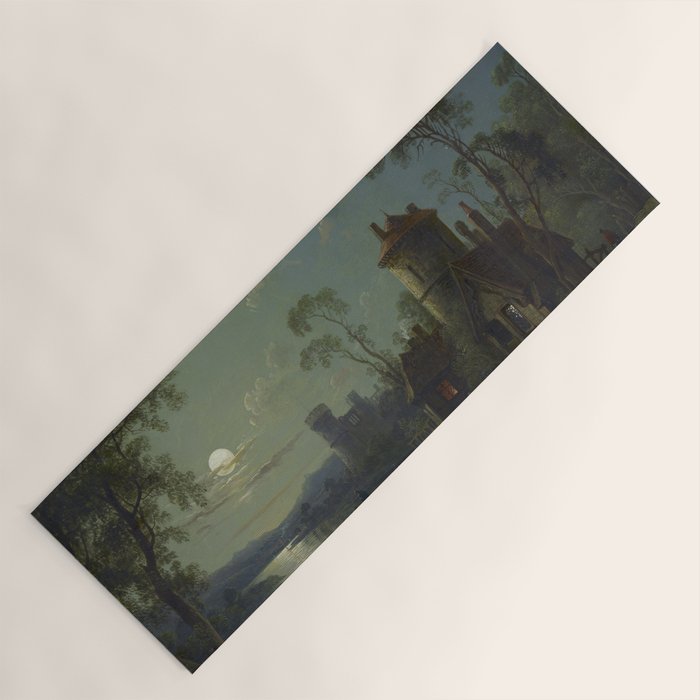 Moonlight River Cottage Antique Painting Yoga Mat Gallery Image 1