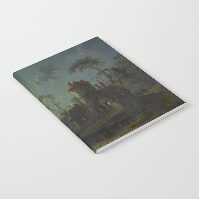 Moonlight River Cottage Antique Painting Notebook Gallery Image 1