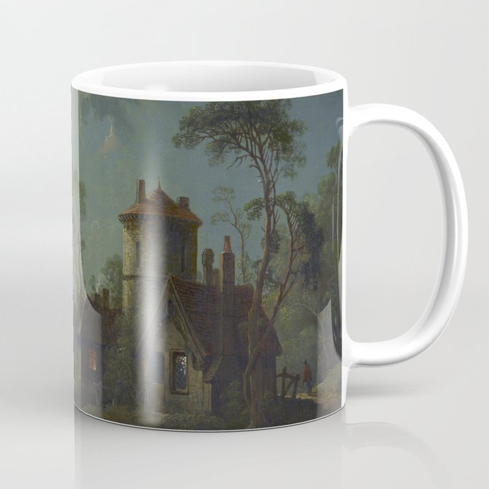 Moonlight River Cottage Antique Painting Coffee Mug Gallery Image 1