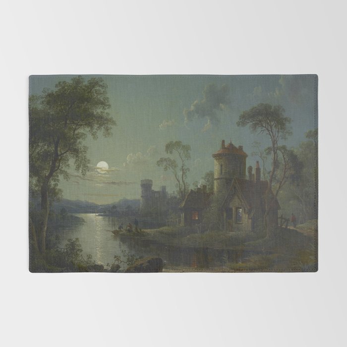 Moonlight River Cottage Antique Painting Rug Gallery Image 2