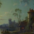 Moonlight River Cottage Antique Painting Coffee Mug Gallery Image 2
