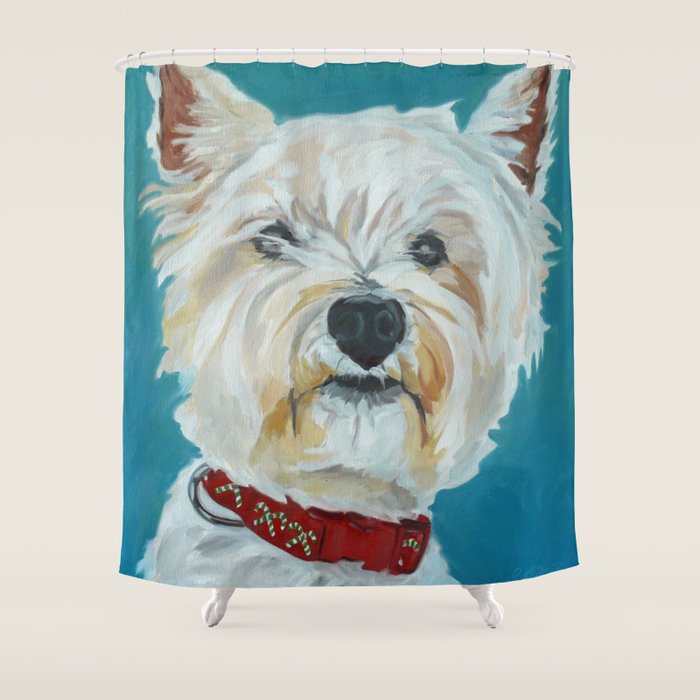 West Highland White Terrier Dog Portrait Shower Curtain Gallery Image 1