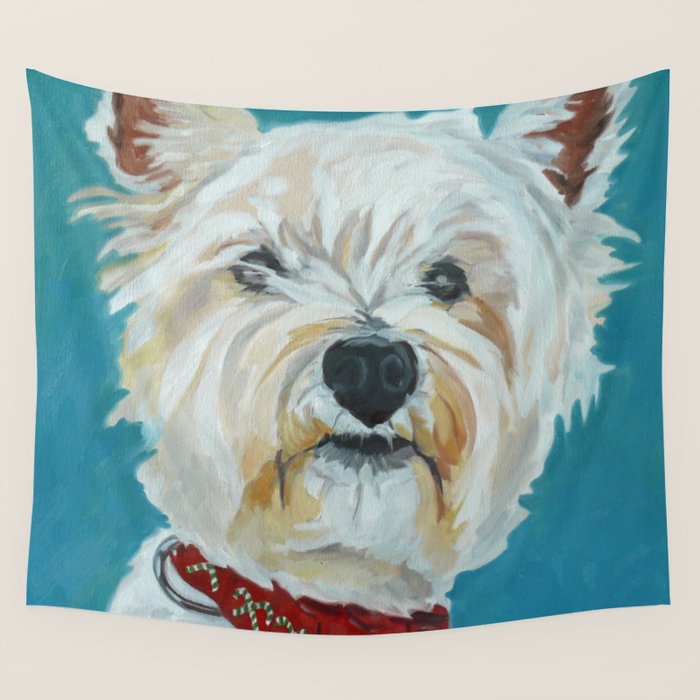 West Highland White Terrier Dog Portrait Wall Tapestry Gallery Image 1