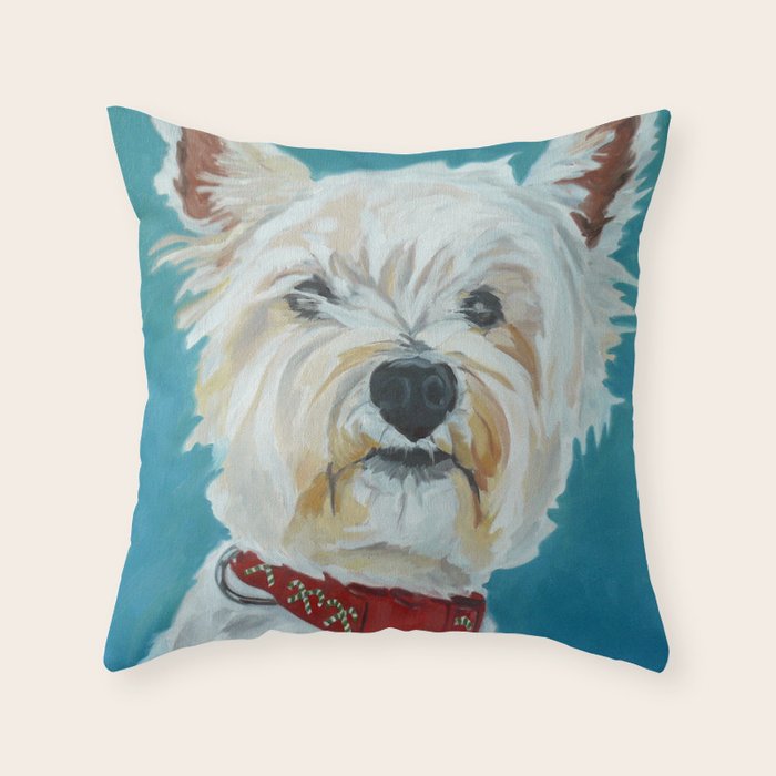 West Highland White Terrier Dog Portrait Throw Pillow Gallery Image 6