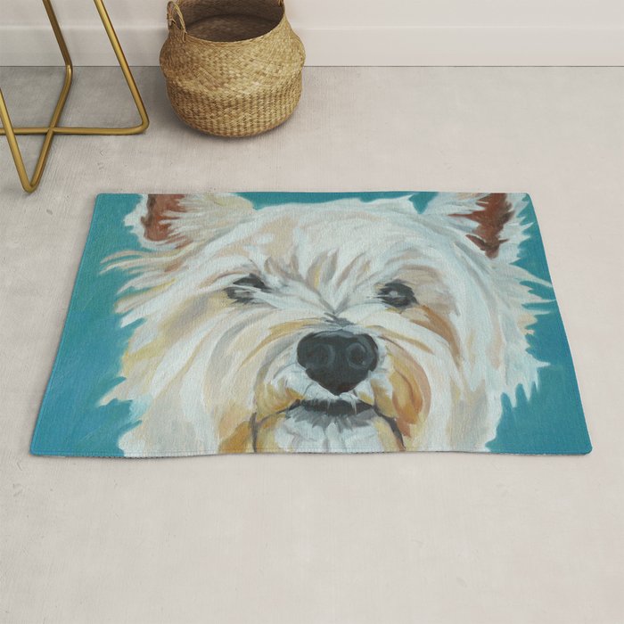 West Highland White Terrier Dog Portrait Rug Gallery Image 1