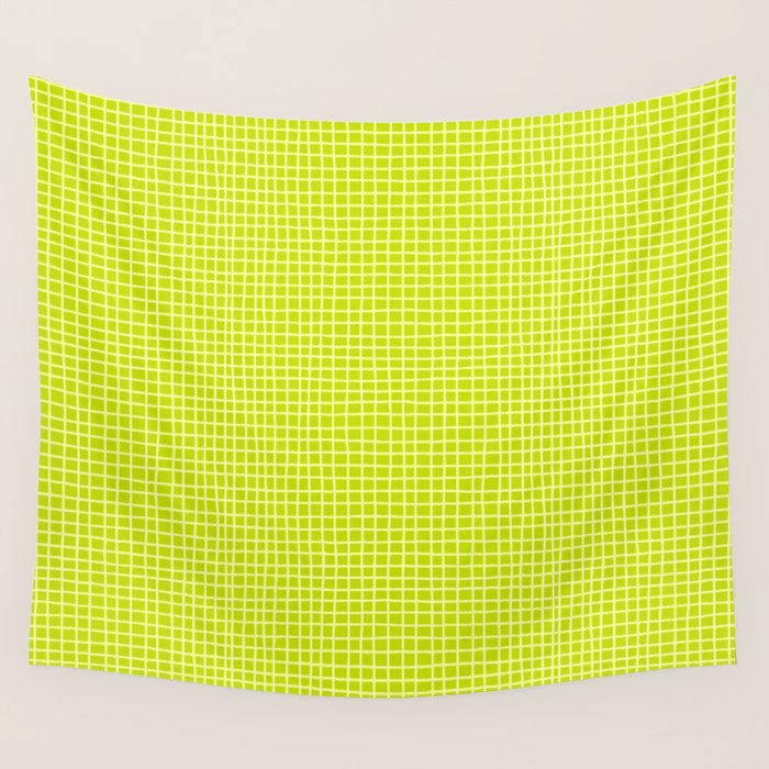 Fresh Lime Grid Wall Tapestry