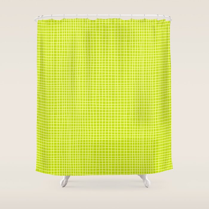 Fresh Lime Grid Shower Curtain Gallery Image 1