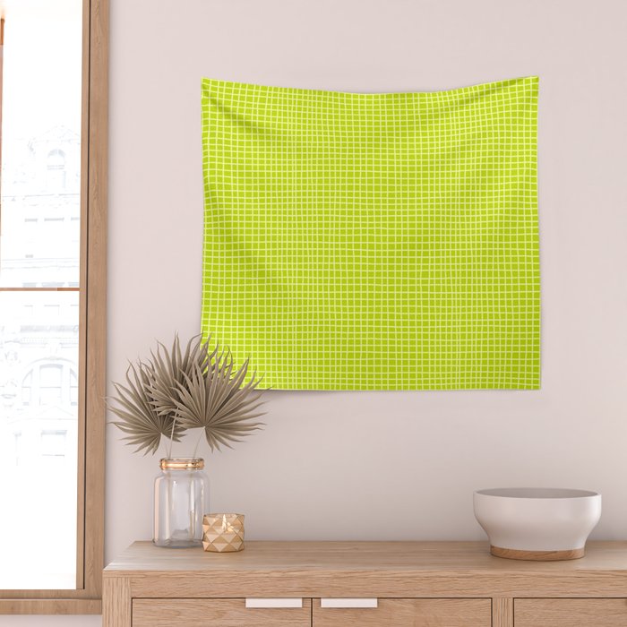 Fresh Lime Grid Wall Tapestry Gallery Image 2