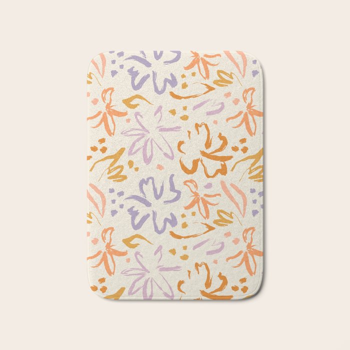 Colorful abstract flower art pattern Bath Mat Gallery Image 1
