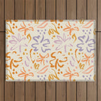 Colorful abstract flower art pattern Outdoor Rug Gallery Image 1