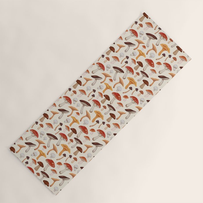 Mushroom Medley Pattern - Neutral Yoga Mat Gallery Image 1