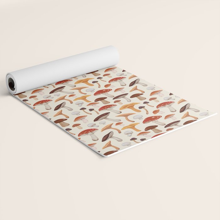 Mushroom Medley Pattern - Neutral Yoga Mat Gallery Image 2