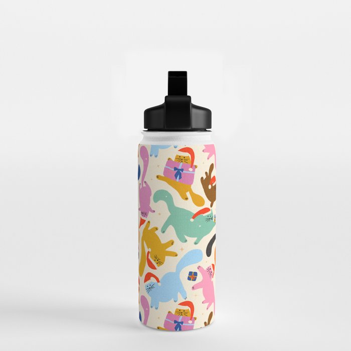 Christmas Cats in Santa Hats Water Bottle Gallery Image 2