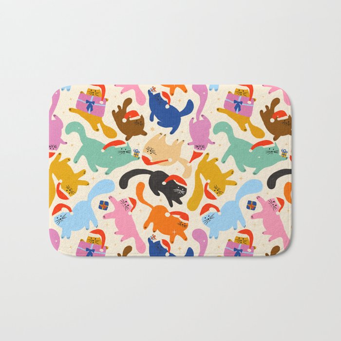 Christmas Cats in Santa Hats Bath Mat Gallery Image 1