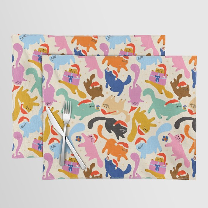Christmas Cats in Santa Hats Placemat Gallery Image 1