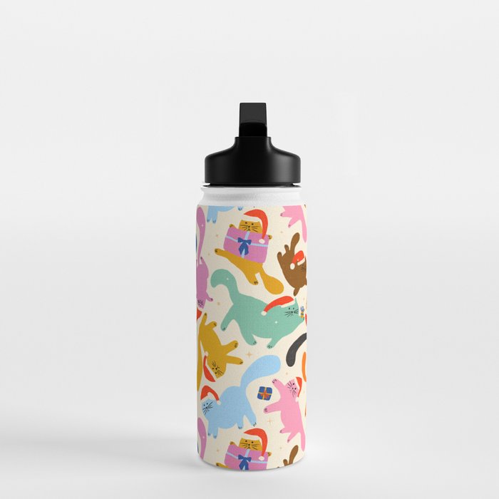 Christmas Cats in Santa Hats Water Bottle Gallery Image 3