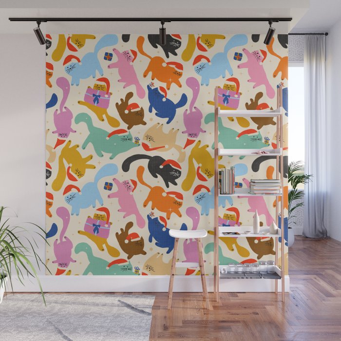 Christmas Cats in Santa Hats Wall Mural Gallery Image 1