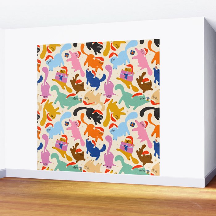 Christmas Cats in Santa Hats Wall Mural Gallery Image 2
