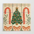 Festive Christmas Elements  Candy Cane  Tree and Bows Holiday Design Wood Wall Art Gallery Image 1