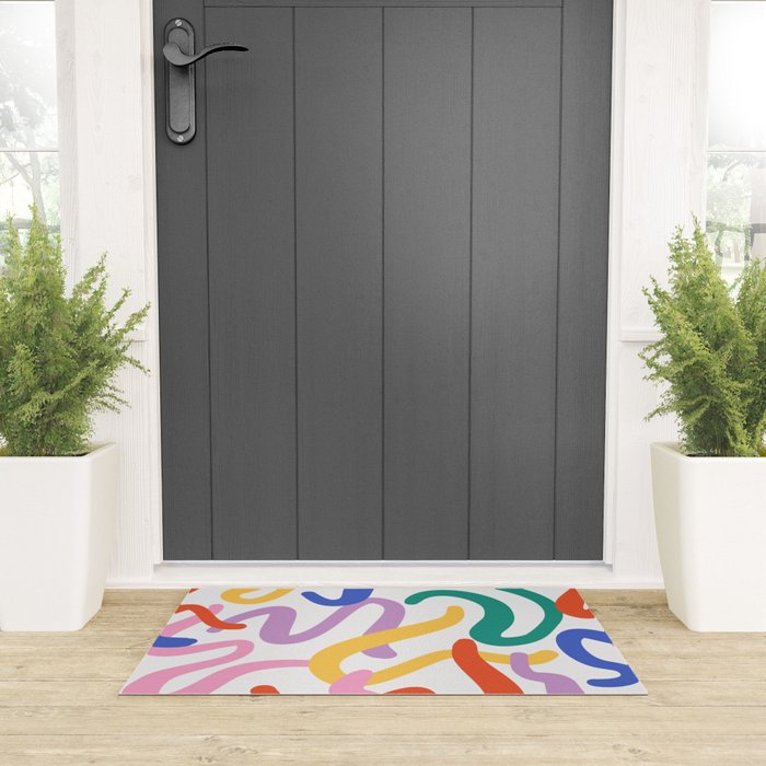 Colorful paint brush stroke art texture Welcome Mat Gallery Image 3