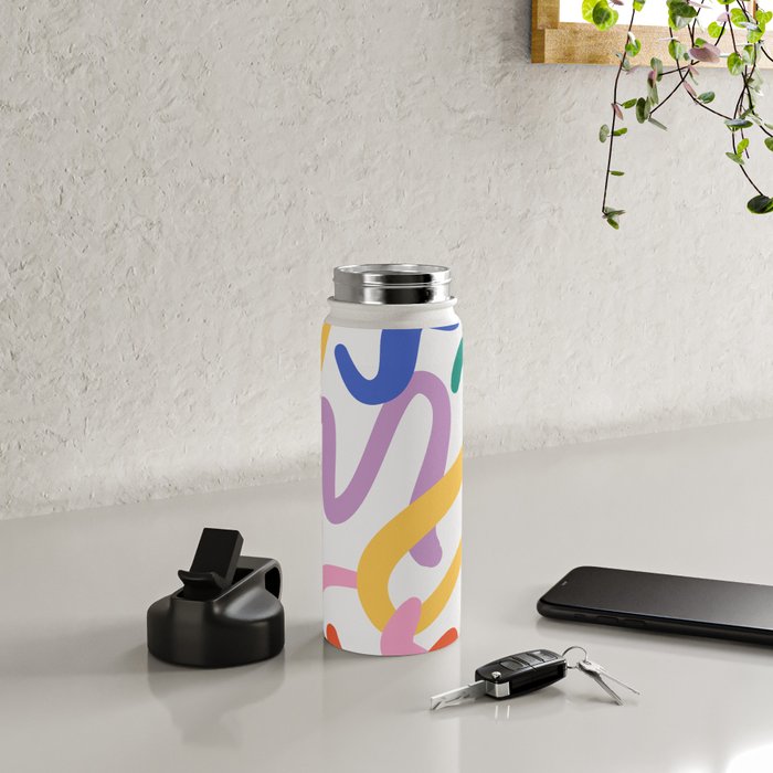 Colorful paint brush stroke art texture Water Bottle Gallery Image 4