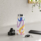 Colorful paint brush stroke art texture Water Bottle Gallery Image 4