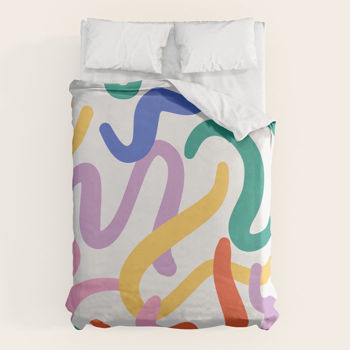 Colorful paint brush stroke art texture Duvet Cover Gallery Image 1