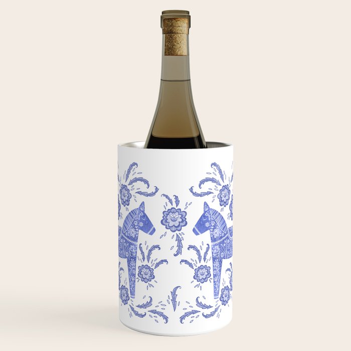 Swedish Dala Horse Blue Wine Chiller Gallery Image 1
